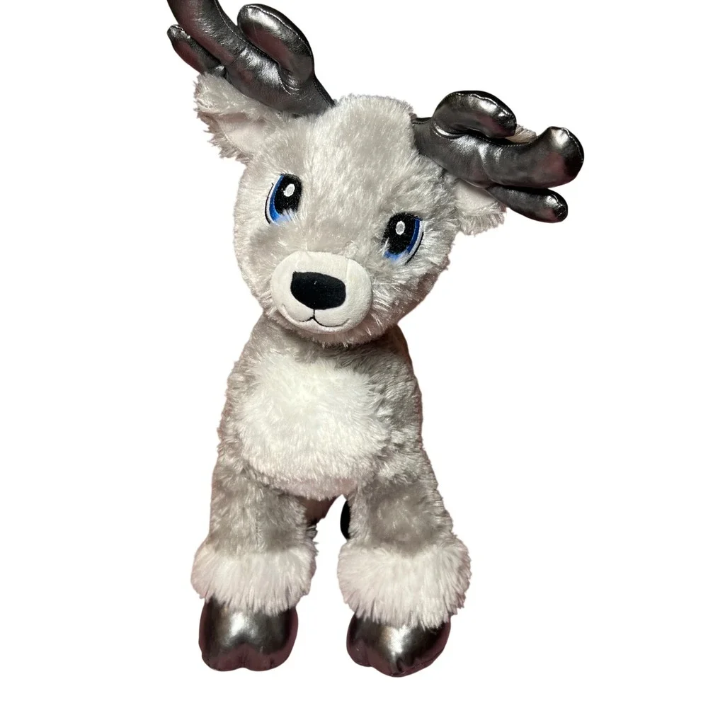 Build-A-Bear Silver Snow Reindeer Grey Silver plush- No‎ Collar